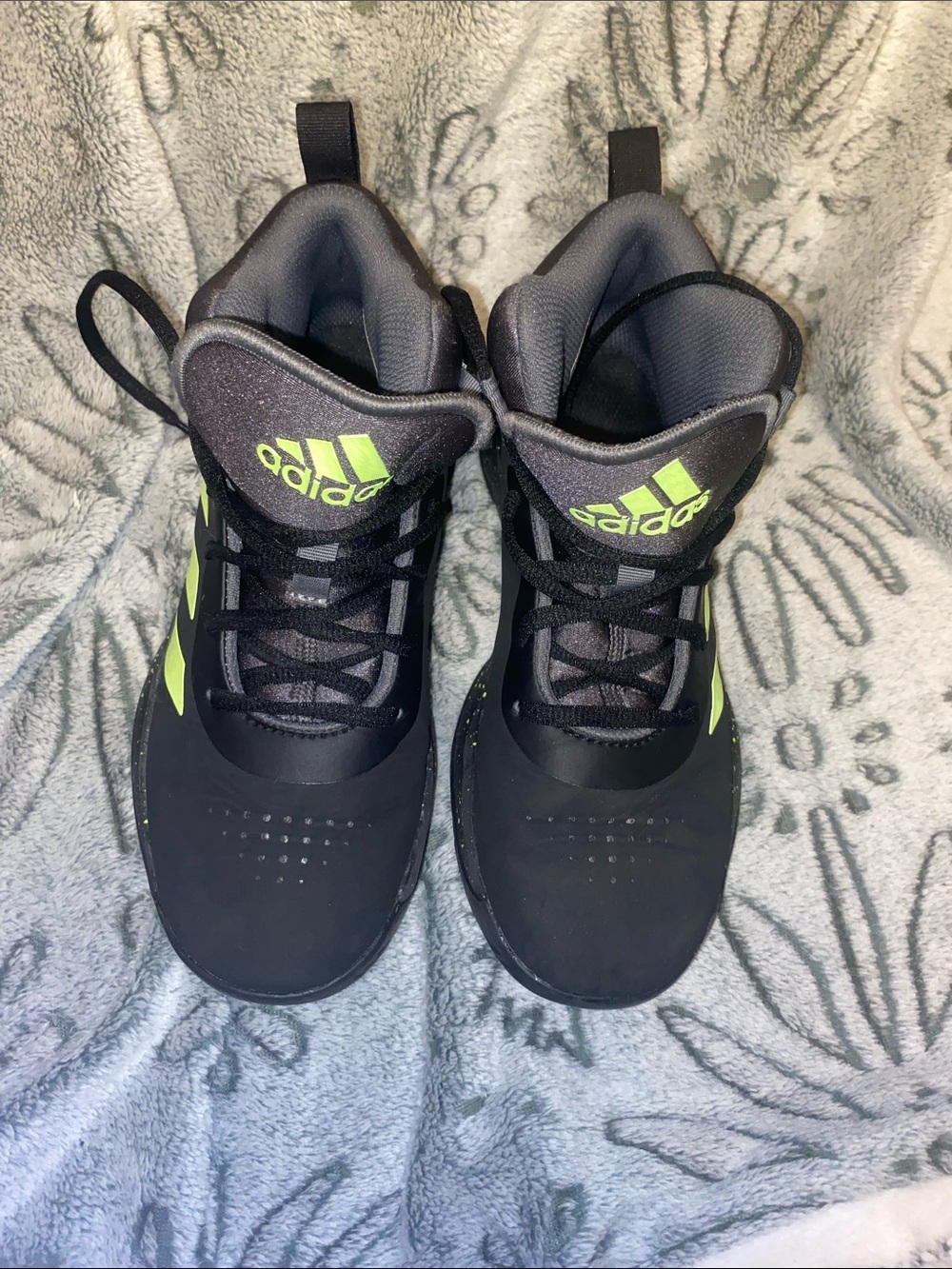 adidas Kids Black Sneakers with Neon Yellow-Green Accents